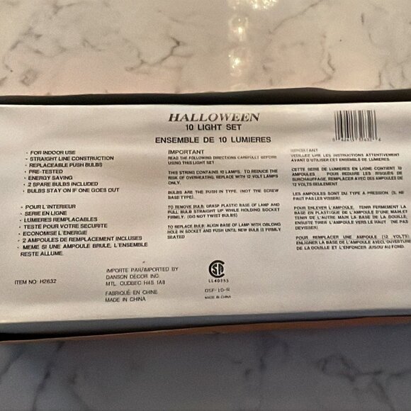 Vintage 90s Halloween 10 Light String Pumpkin Blow Mold Set with Box - 9 ft long - Picture 14 of 15